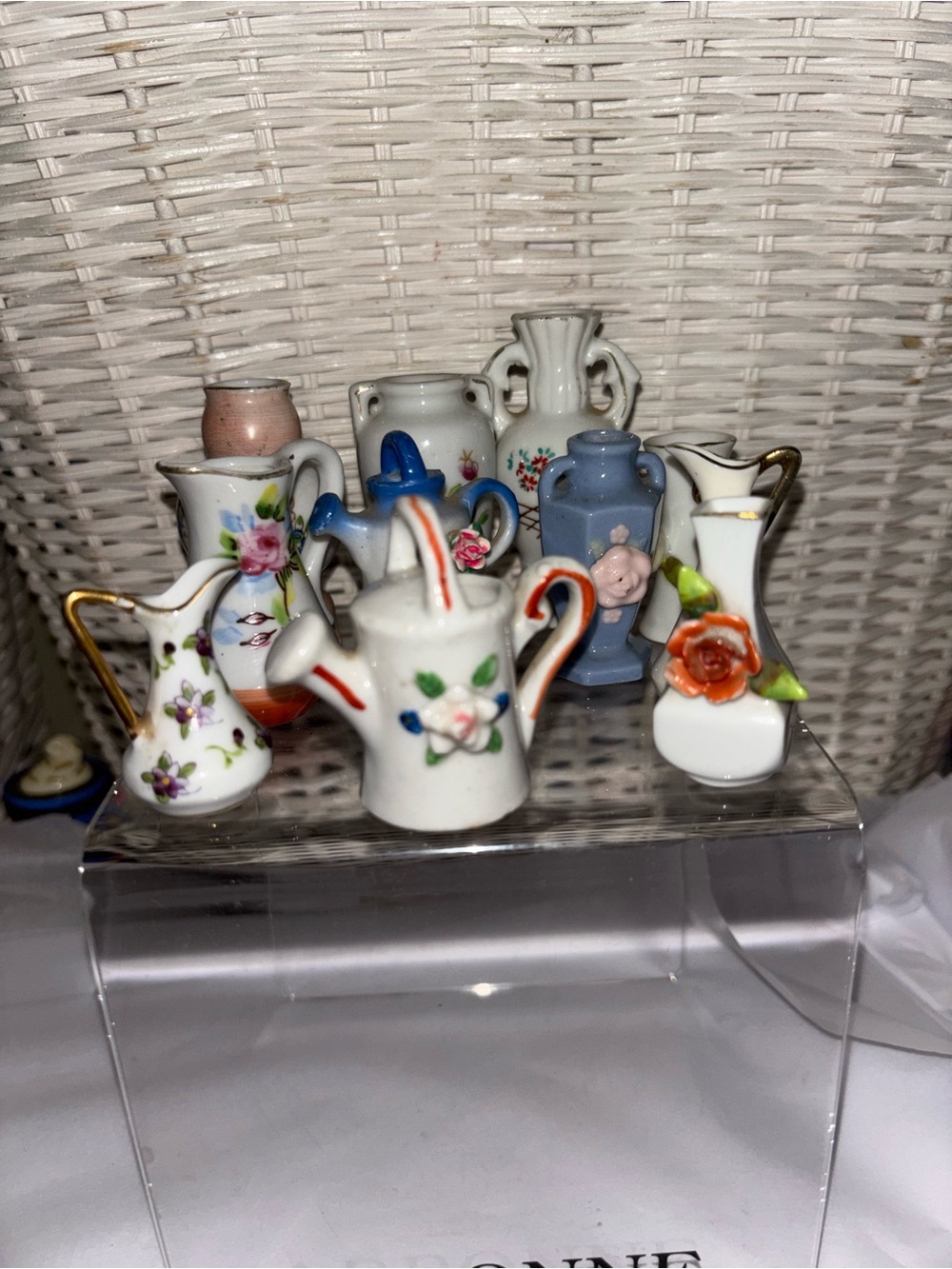 Vintage  11 pc occupied Japan  Miniature Decorative Porcelain Pitchers